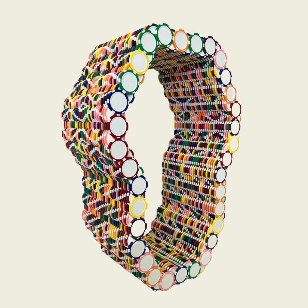 Sculptural works by Stephen Giannetti — poker chip assemblage, Davis California
