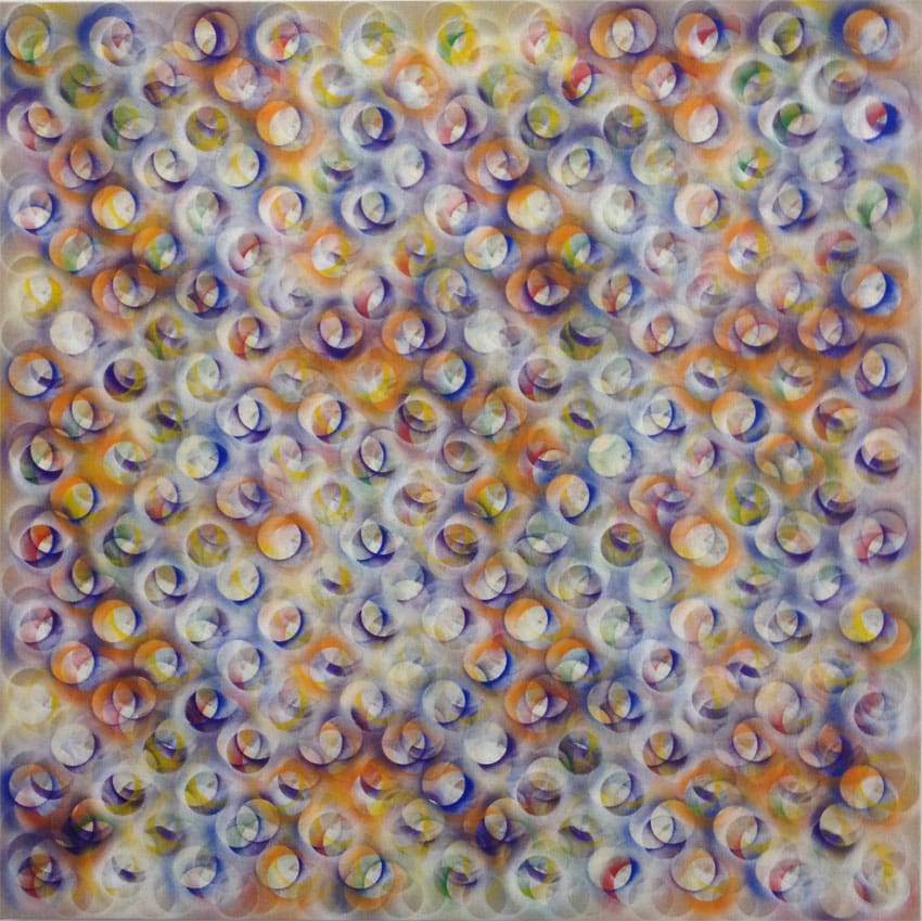 All That Glitters…, 2013, acrylic on linen, 35 × 35 in, abstract painting by Stephen Giannetti, Davis California