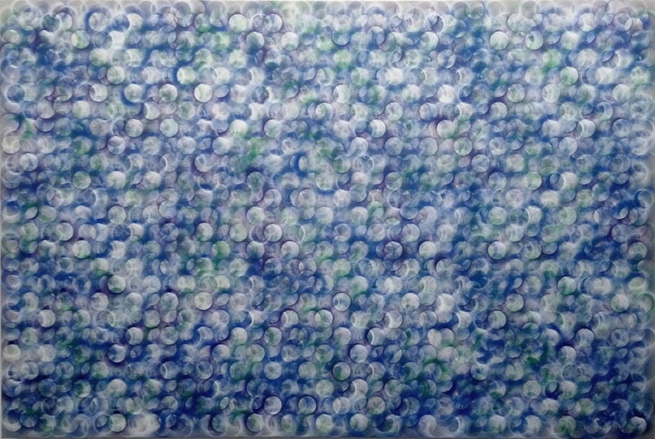 Azureus One, 2012, acrylic on linen, 40 × 60 in, abstract painting by Stephen Giannetti, Davis California