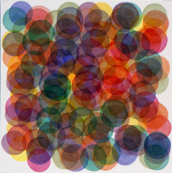 Chromascene Seven, 2004, oil on canvas, 12 × 12 in, abstract painting by Stephen Giannetti, Davis California