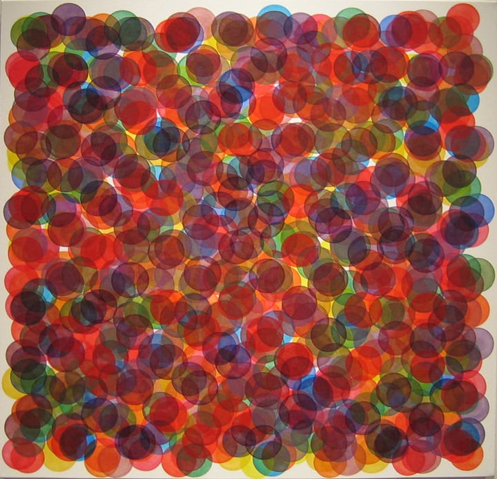 Colorfield Fifty-Four, 2006, oil on french polyester, 30 × 30 in, abstract painting by Stephen Giannetti, Davis California