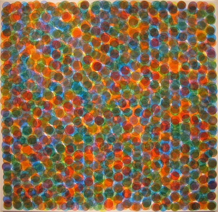 Colorfield Fifty-One, 2006, oil on french polyester, 50 × 50 in, abstract painting by Stephen Giannetti, Davis California