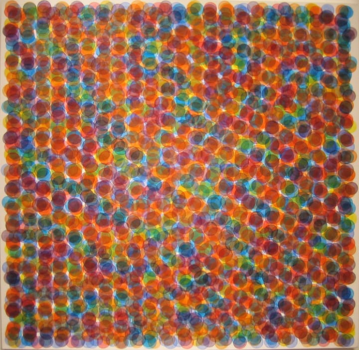Colorfield Fifty-Two, 2006, oil on french polyester, 50 × 50 in, abstract painting by Stephen Giannetti, Davis California