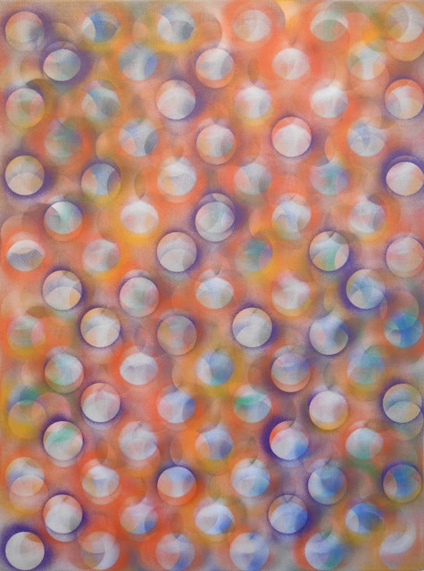 Project Orange Scenario, 2015, acrylic on linen, 24 × 18 in, abstract painting by Stephen Giannetti, Davis California