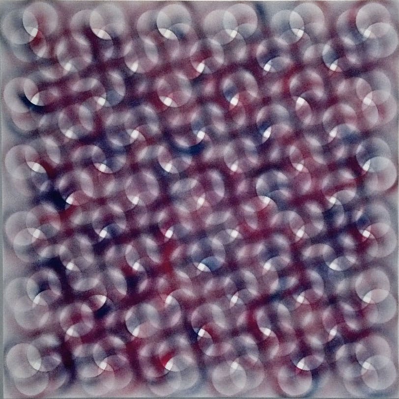 Purple Twinkle, 2012, acrylic on french polyester, 19 × 19 in, abstract painting by Stephen Giannetti, Davis California