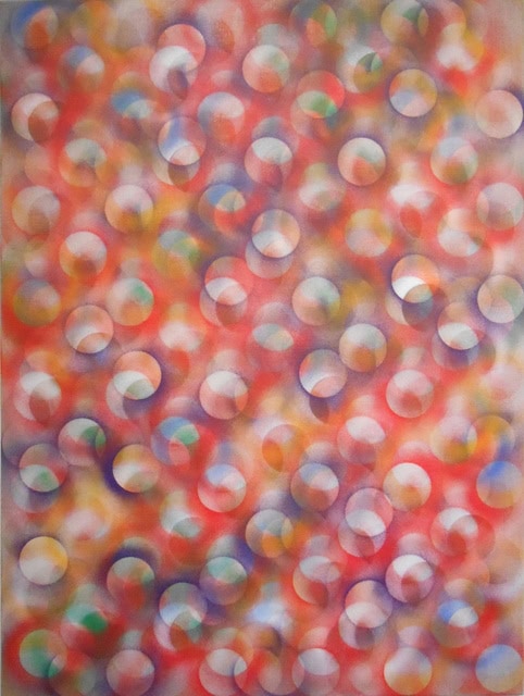 Red's Audition, 2015, acrylic on linen, 24 × 18 in, abstract painting by Stephen Giannetti, Davis California