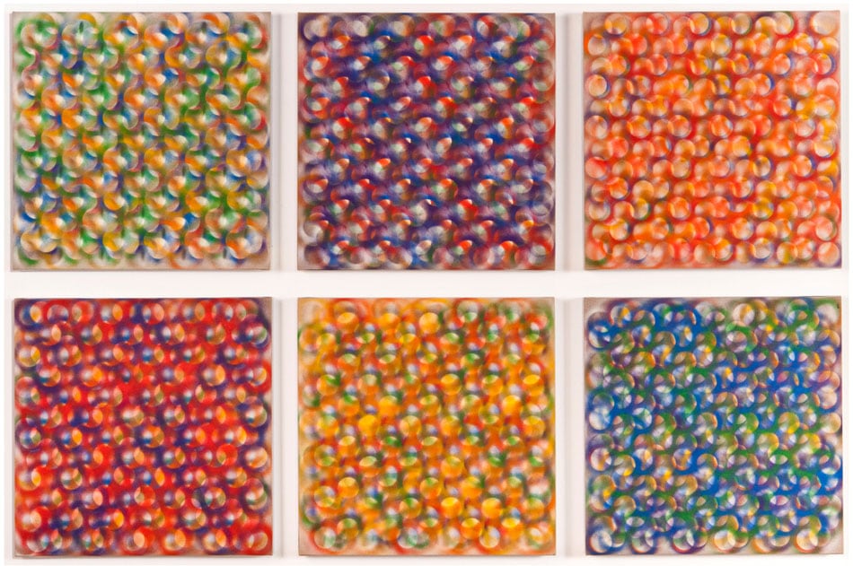 Spectral Set, 2011, acrylic on linen, 43 × 66 in, abstract painting by Stephen Giannetti, Davis California