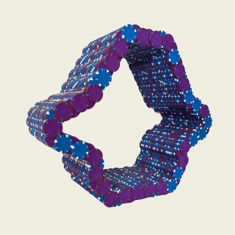 Ghost Berry, 2021, poker chip sculpture by Stephen Giannetti, 17 by 20.5 by 7 inches, Davis California